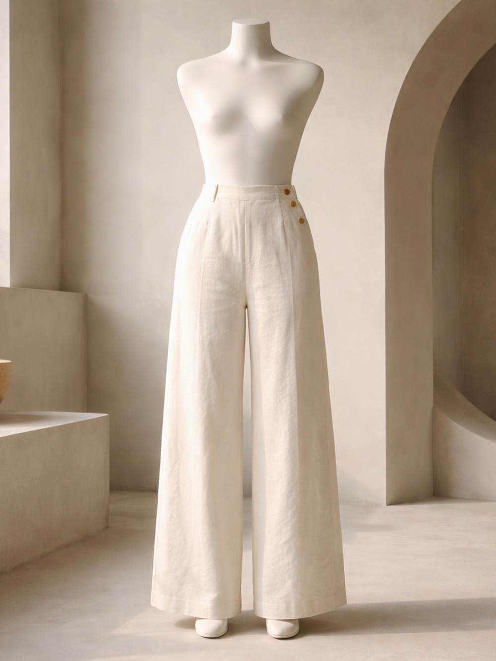Ralph Lauren white High-Rise Wide-Leg Linen Pants